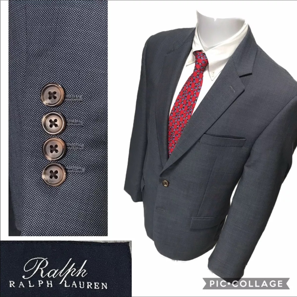 Ralph RRL Wool Light Blue Blazer 42R, Gray Blue, Spring Summer, Ralph Lauren